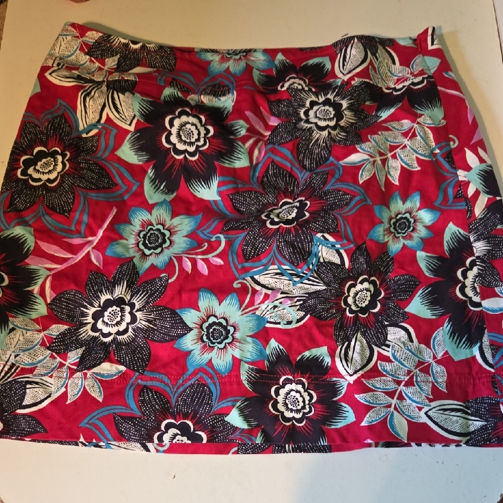 Talbots Red and Blue Mini Pencil Skirt